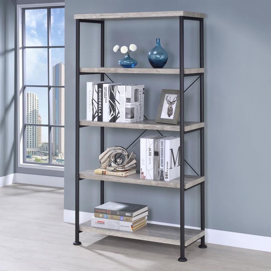 Analiese 4-shelf Bookcase Grey Driftwood