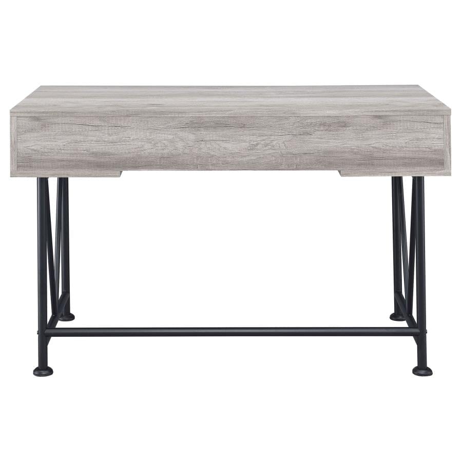 Analiese 3-drawer Writing Desk Grey Driftwood and Black