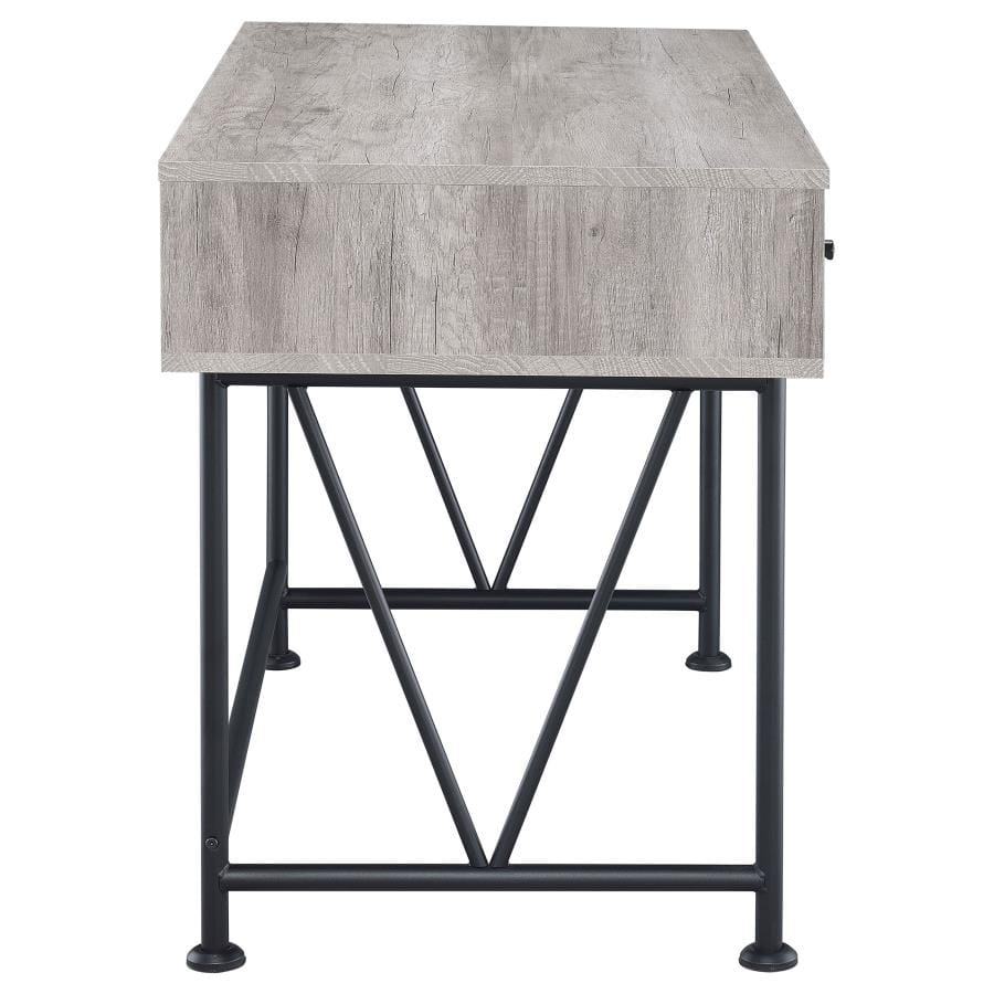 Analiese 3-drawer Writing Desk Grey Driftwood and Black