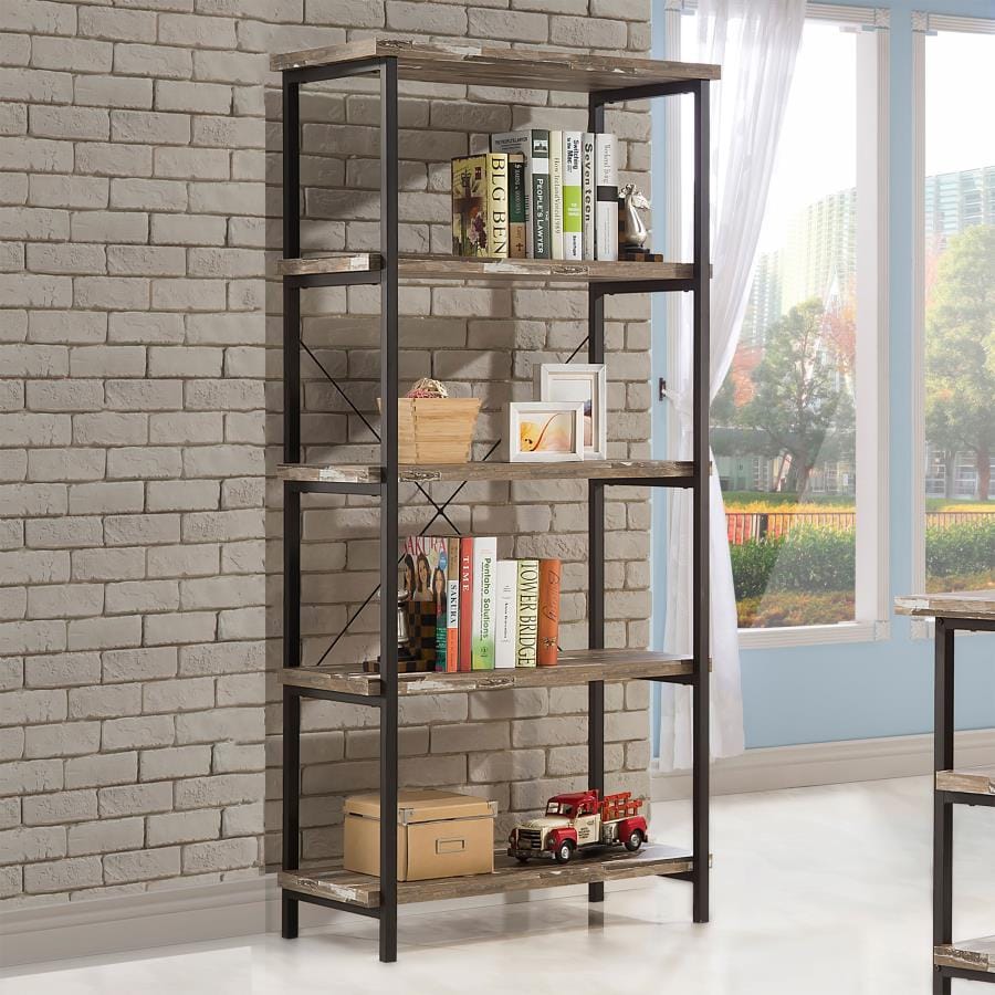 Kemper 4-shelf Bookcase Salvaged Cabin and Black