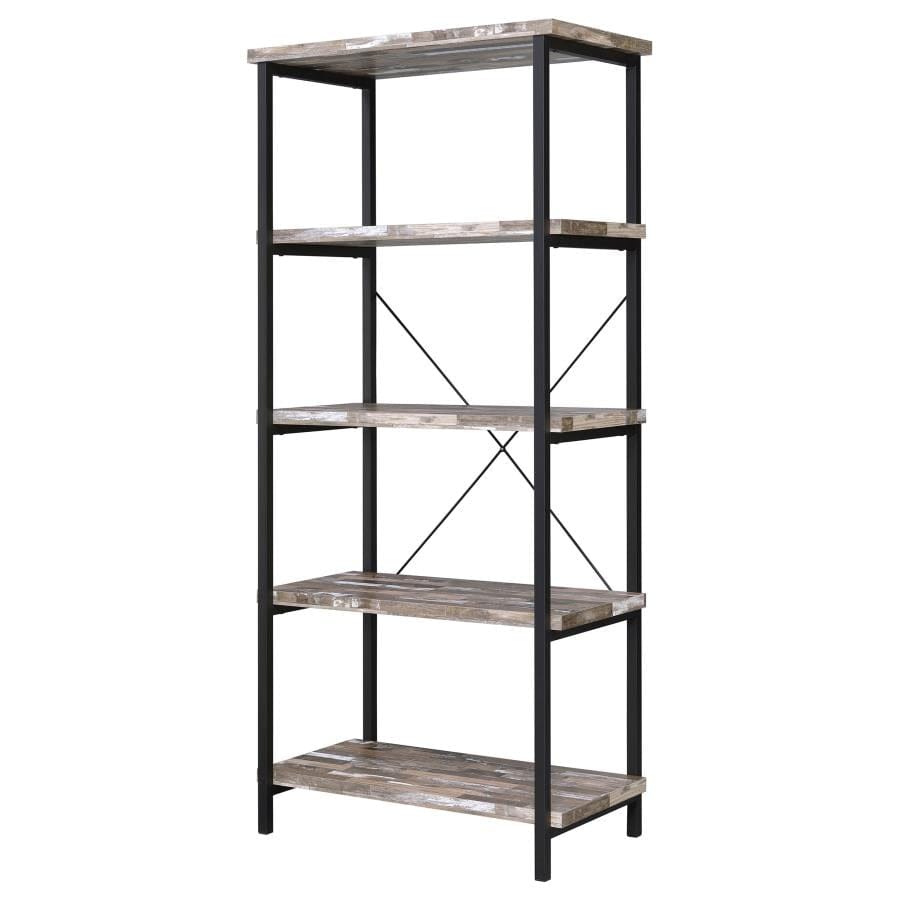 Kemper 4-shelf Bookcase Salvaged Cabin and Black