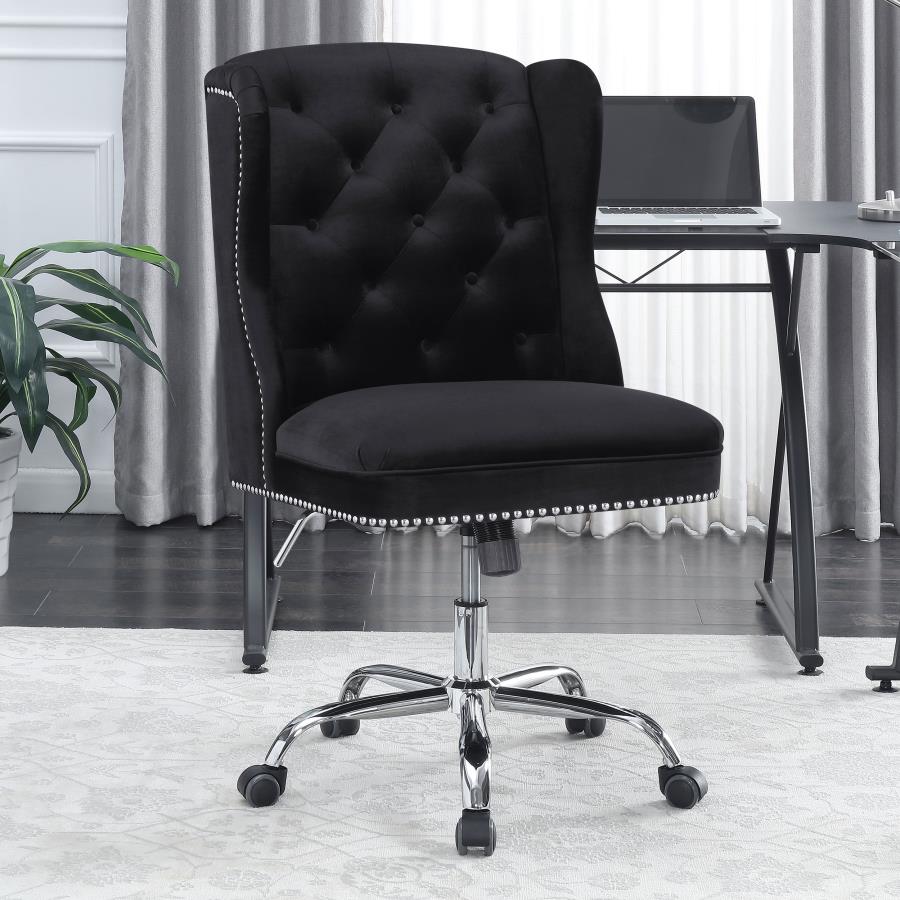 Julius Upholstered Tufted Office Chair Black and Chrome