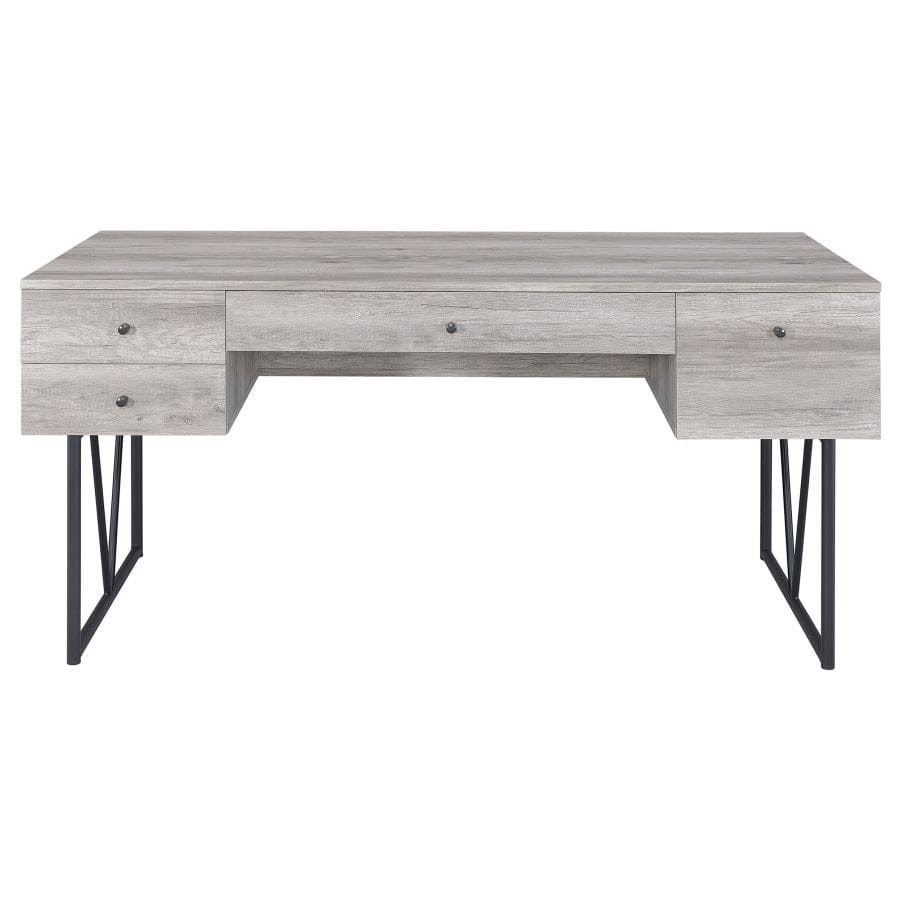 Analiese 4-drawer Writing Desk Grey Driftwood