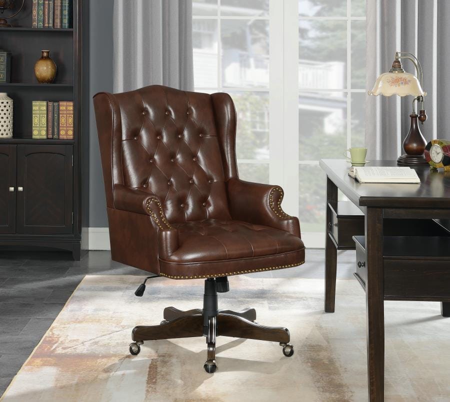 Adjustable Height Office Chair Brown and Dark Cherry