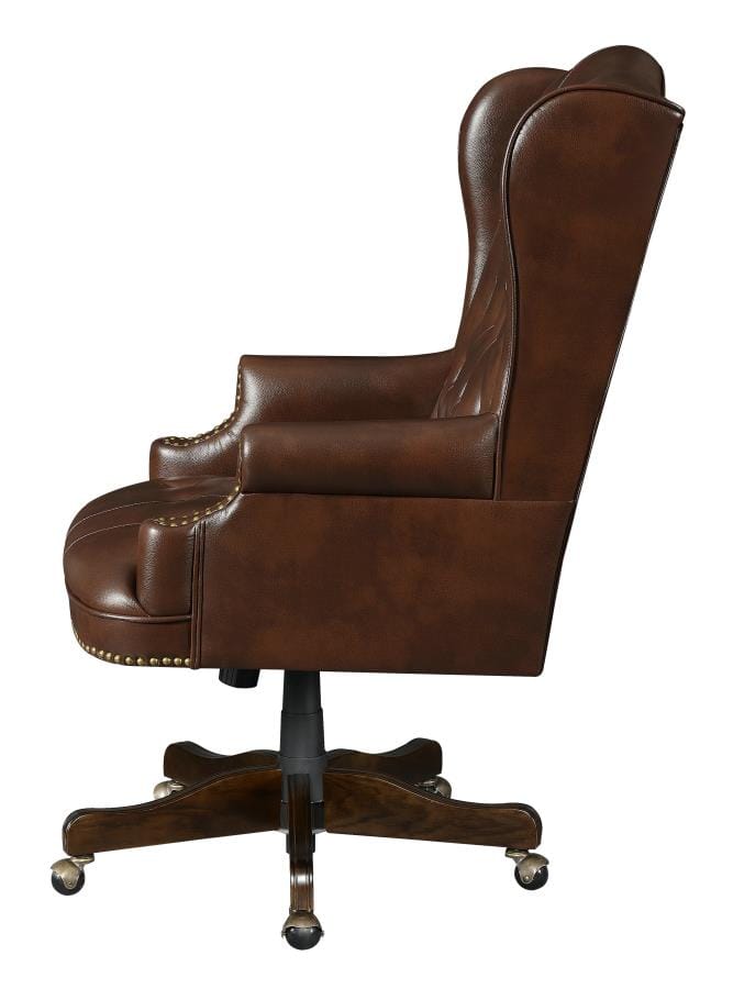 Adjustable Height Office Chair Brown and Dark Cherry