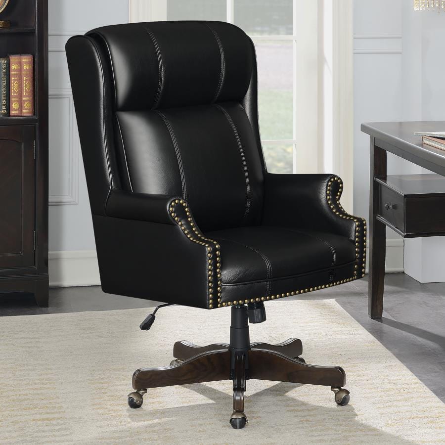 Upholstered Office Chair with Casters Black and Dark Cherry