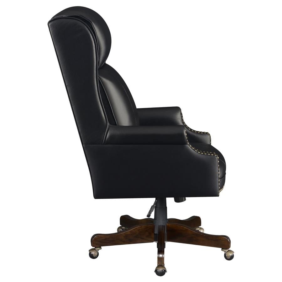 Upholstered Office Chair with Casters Black and Dark Cherry