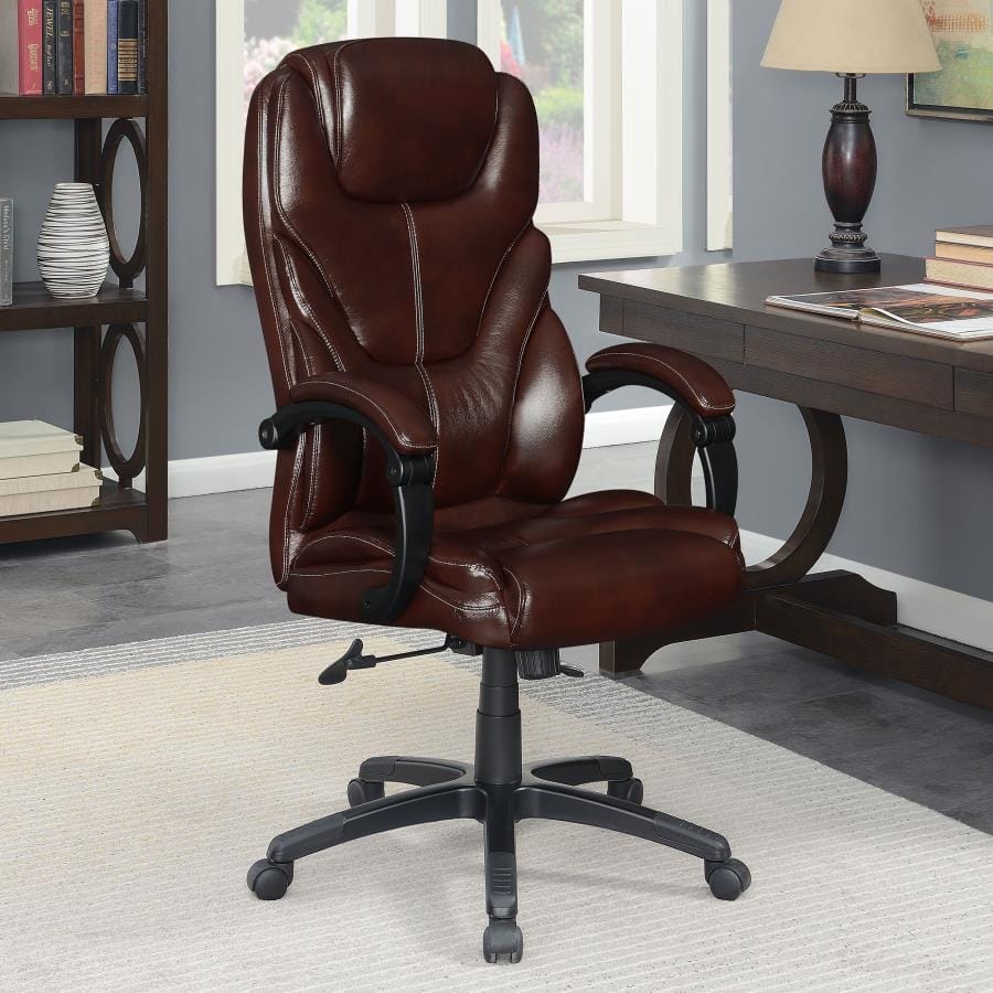 Upholstered Curved Arm Office Chair Brown and Black