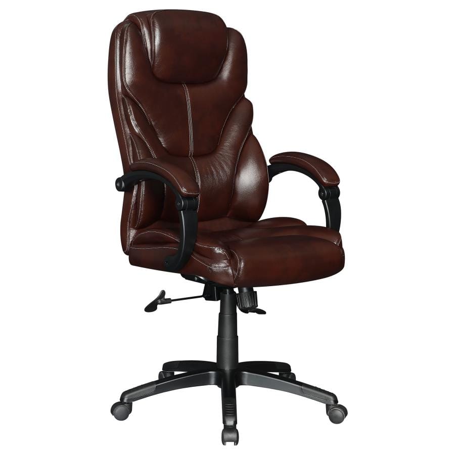 Upholstered Curved Arm Office Chair Brown and Black