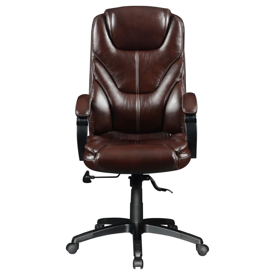 Upholstered Curved Arm Office Chair Brown and Black