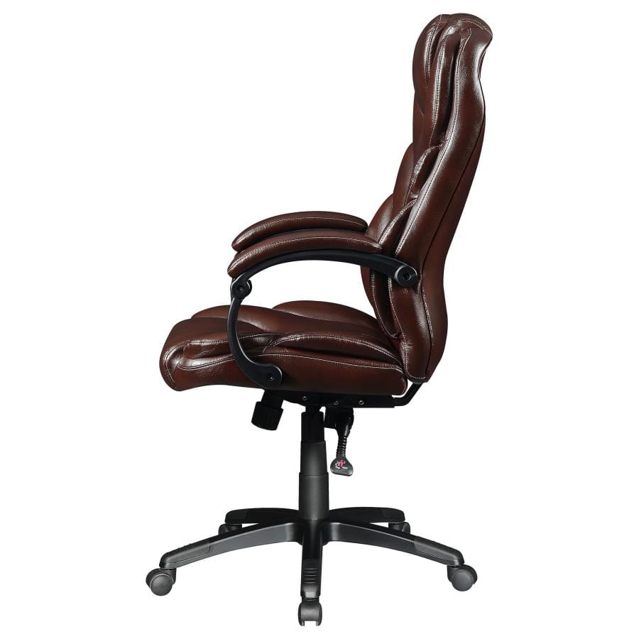 Upholstered Curved Arm Office Chair Brown and Black