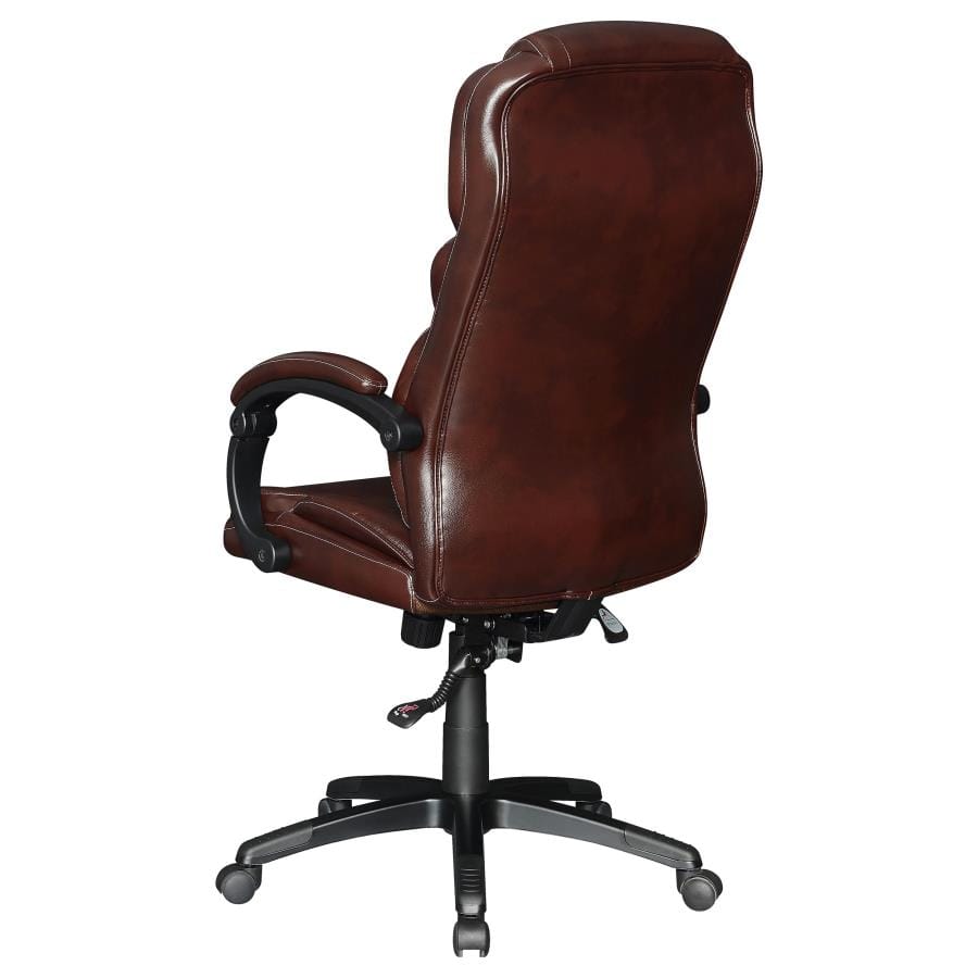 Upholstered Curved Arm Office Chair Brown and Black
