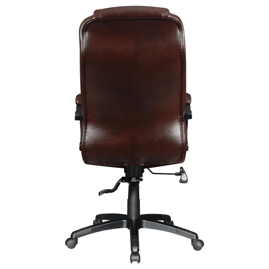 Upholstered Curved Arm Office Chair Brown and Black