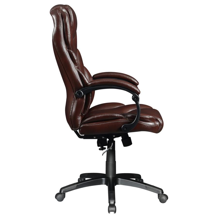 Upholstered Curved Arm Office Chair Brown and Black