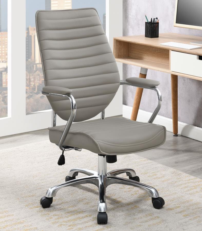High Back Office Chair Taupe and Chrome