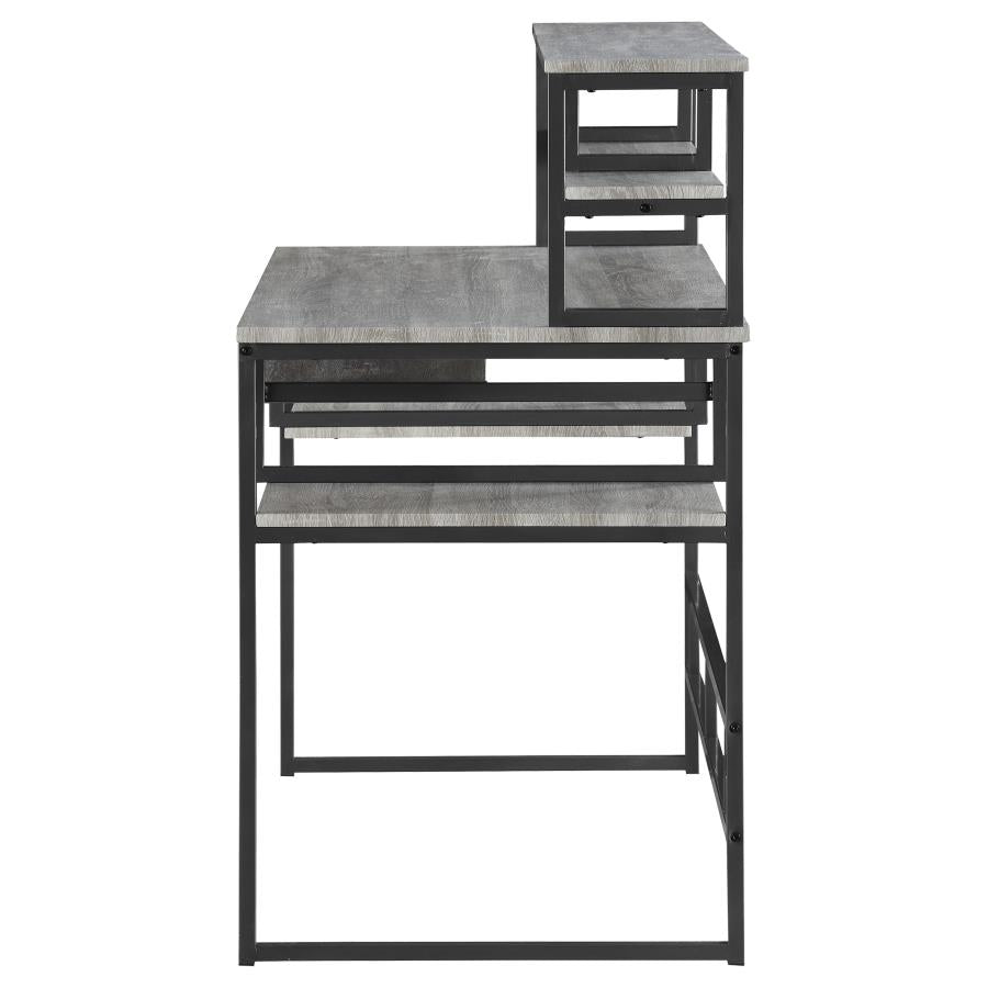 Kristin Computer Desk with Keyboard Tray Weathered Taupe and Gunmetal