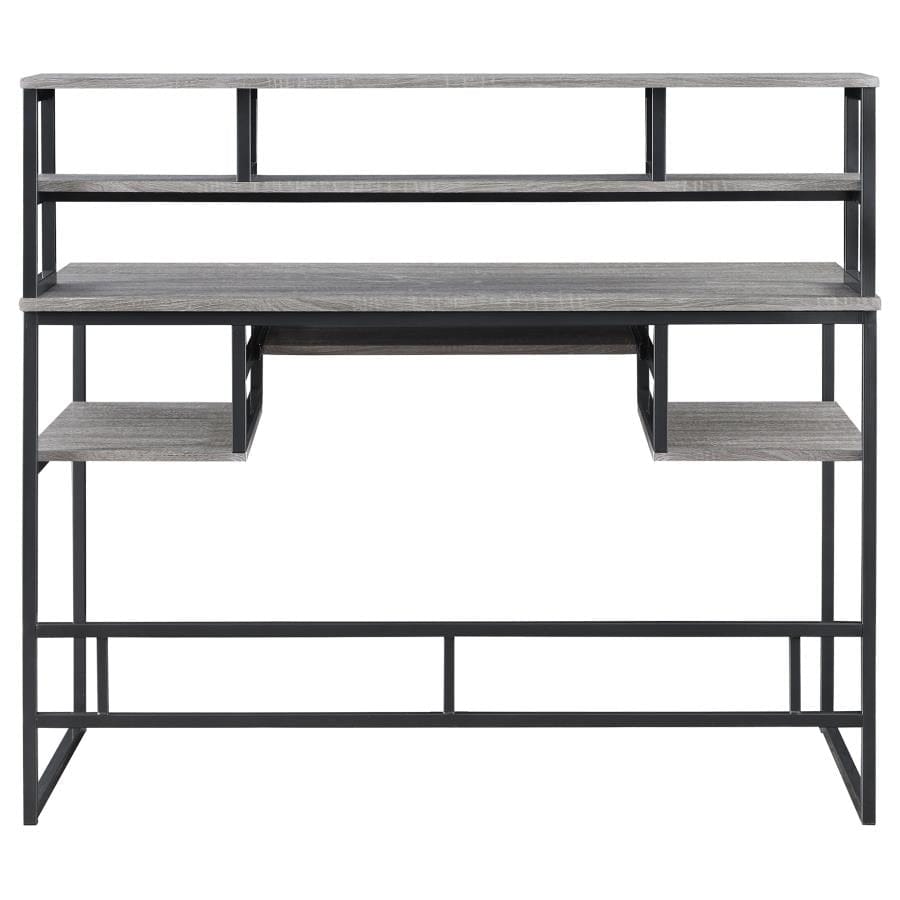 Kristin Computer Desk with Keyboard Tray Weathered Taupe and Gunmetal