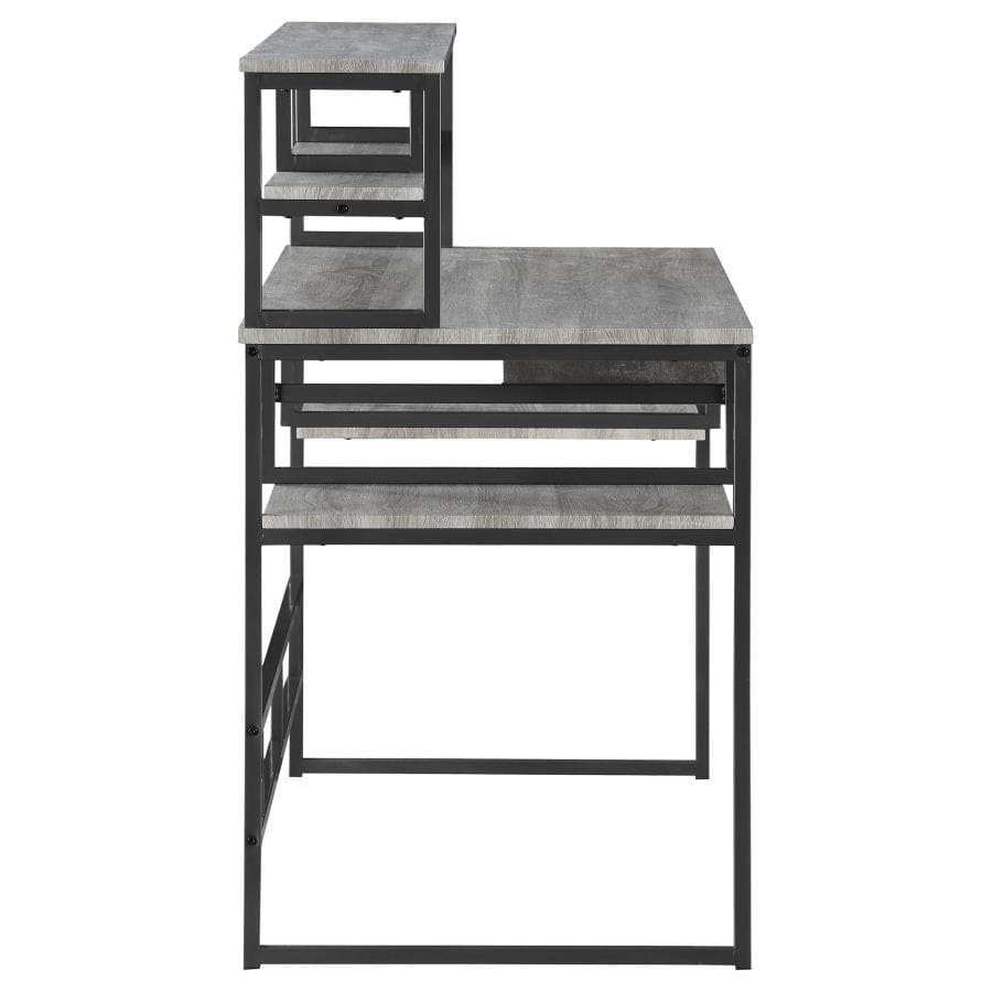 Kristin Computer Desk with Keyboard Tray Weathered Taupe and Gunmetal