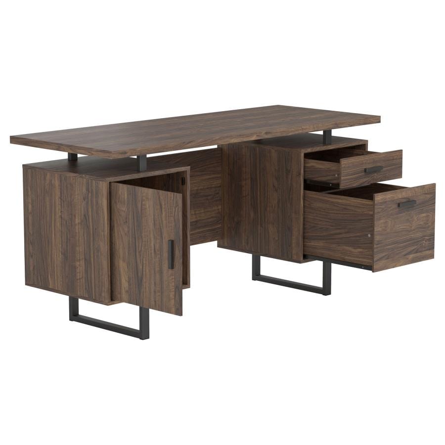 Lawtey Floating Top Office Desk Aged Walnut