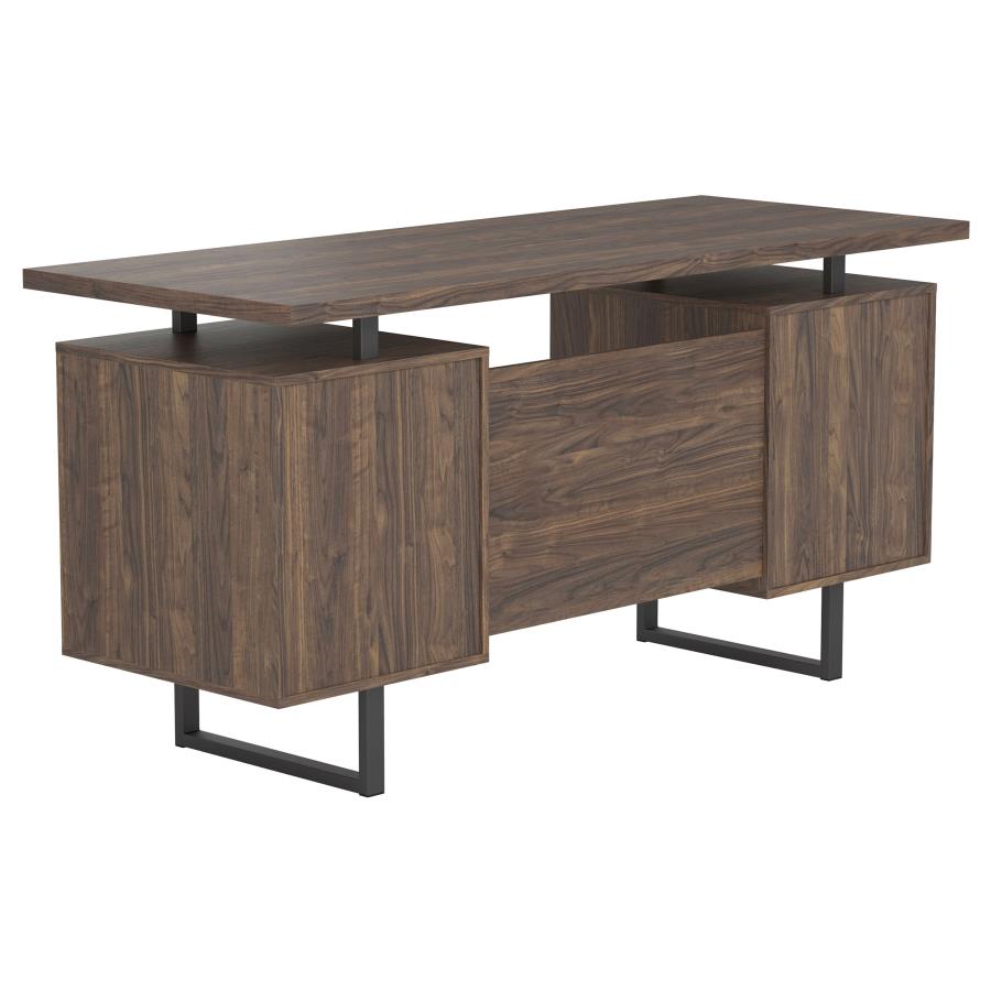 Lawtey Floating Top Office Desk Aged Walnut