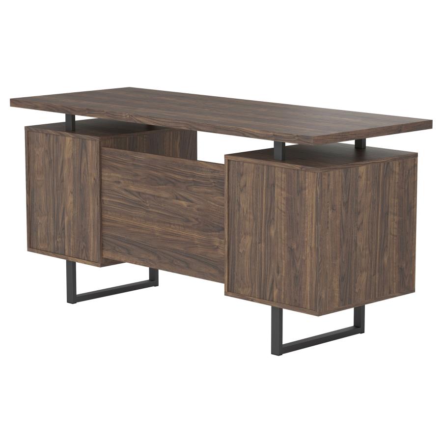 Lawtey Floating Top Office Desk Aged Walnut