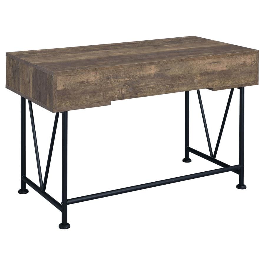 Analiese 3-drawer Writing Desk Rustic Oak and Black