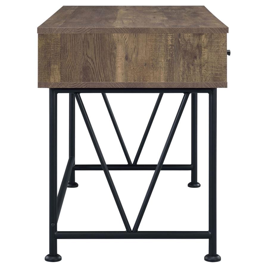 Analiese 3-drawer Writing Desk Rustic Oak and Black