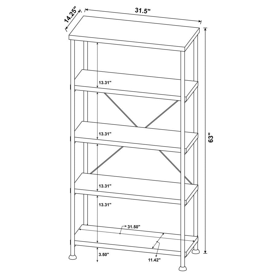 Analiese 4-shelf Bookcase Rustic Oak