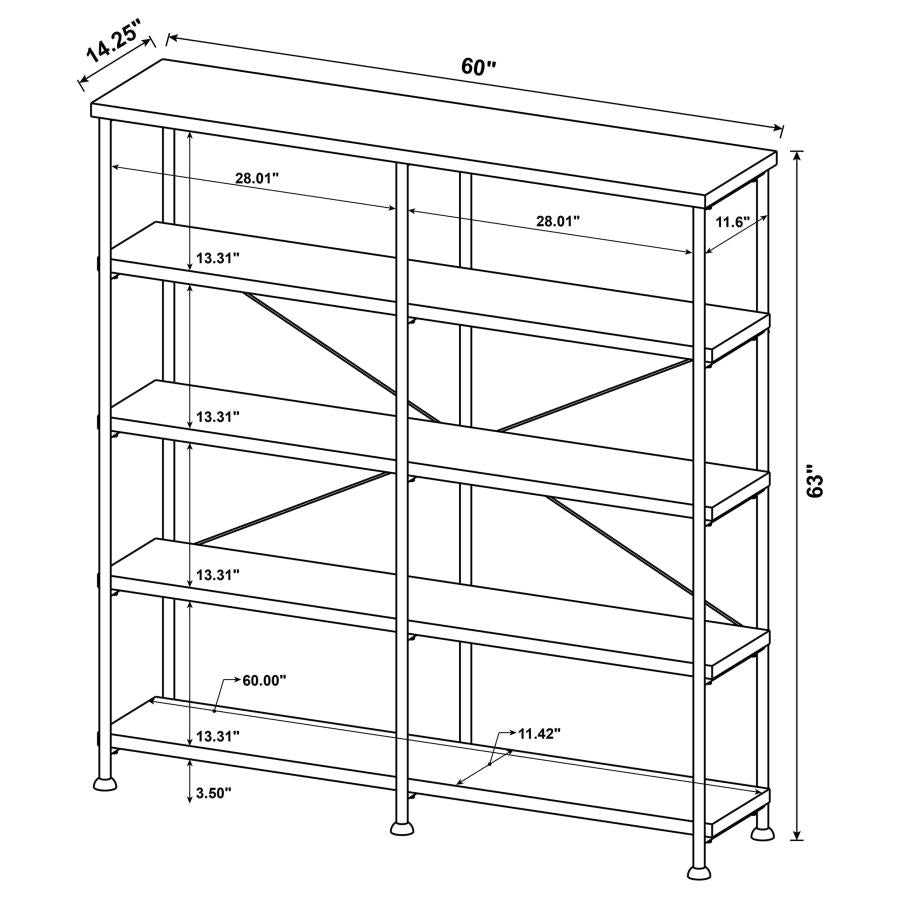 Analiese 4-shelf Open Bookcase Rustic Oak