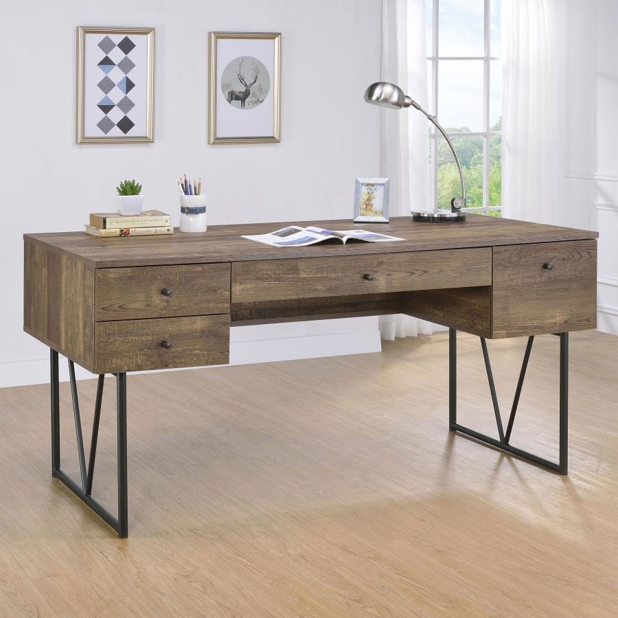 Analiese 4-drawer Writing Desk Rustic Oak