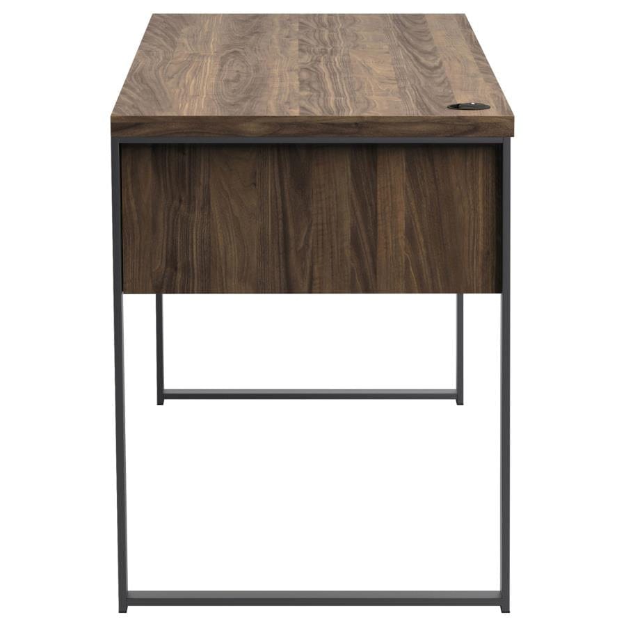 Pattinson 4-drawer Writing Desk Aged Walnut and Gunmetal