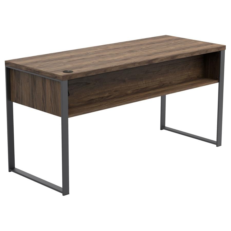 Pattinson 4-drawer Writing Desk Aged Walnut and Gunmetal