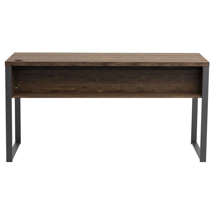 Pattinson 4-drawer Writing Desk Aged Walnut and Gunmetal