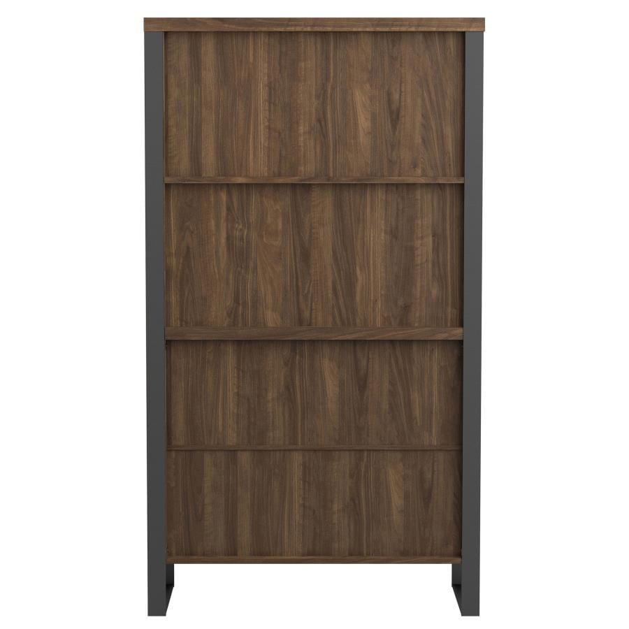 Pattinson 2-door Rectangular Bookcase Aged Walnut and Gunmetal