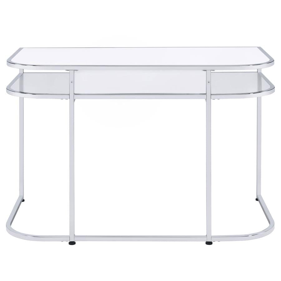 Ember 1-drawer Writing Desk White High Gloss and Chrome