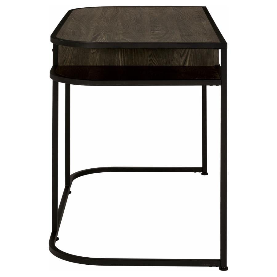 Ember 1-drawer Writing Desk Dark Oak and Sandy Black