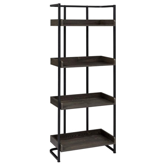 Ember 4-shelf Bookcase Dark Oak and Sandy Black