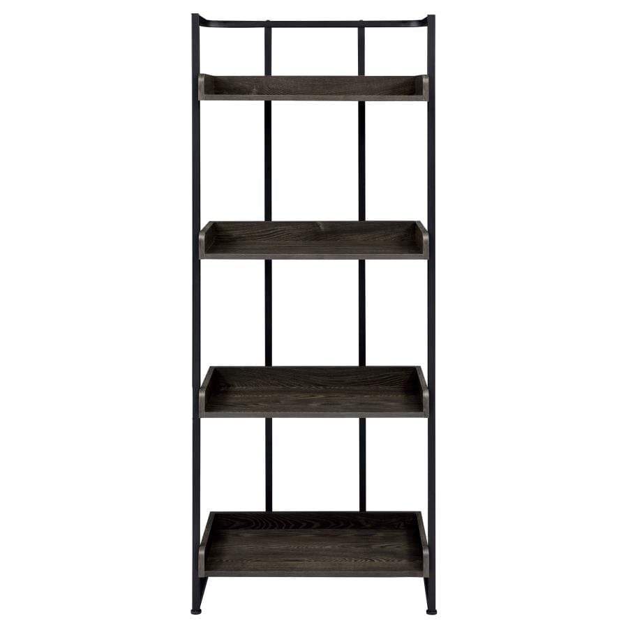 Ember 4-shelf Bookcase Dark Oak and Sandy Black