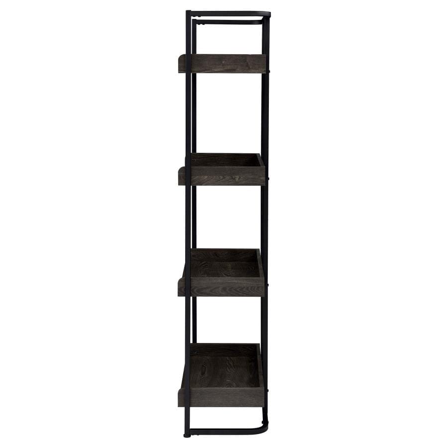 Ember 4-shelf Bookcase Dark Oak and Sandy Black