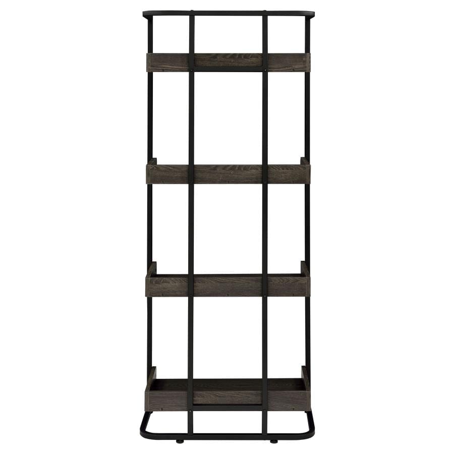 Ember 4-shelf Bookcase Dark Oak and Sandy Black