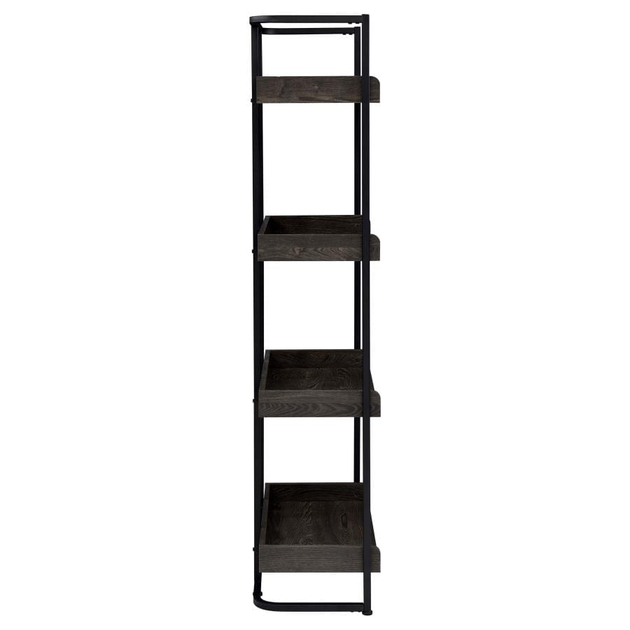 Ember 4-shelf Bookcase Dark Oak and Sandy Black