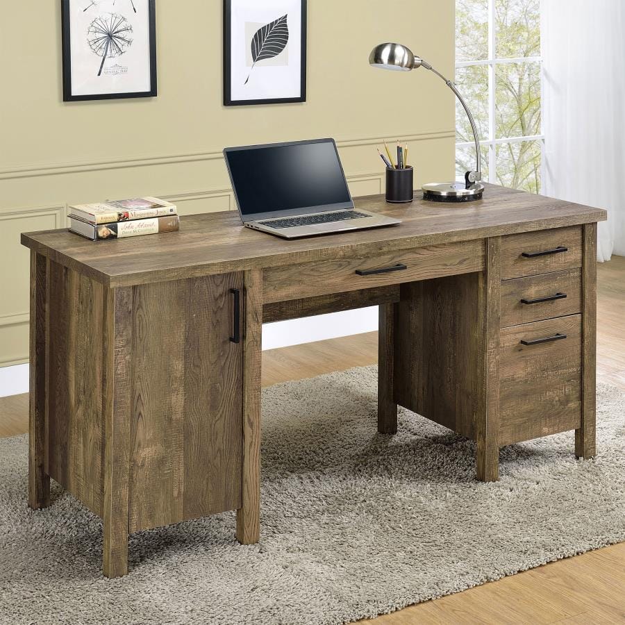 Tolar 4-drawer Adjustable Shelf Office Desk Rustic Oak