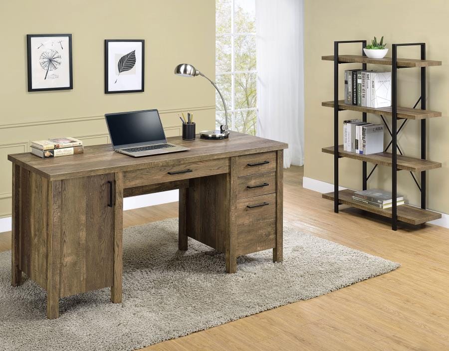 Tolar 4-drawer Adjustable Shelf Office Desk Rustic Oak