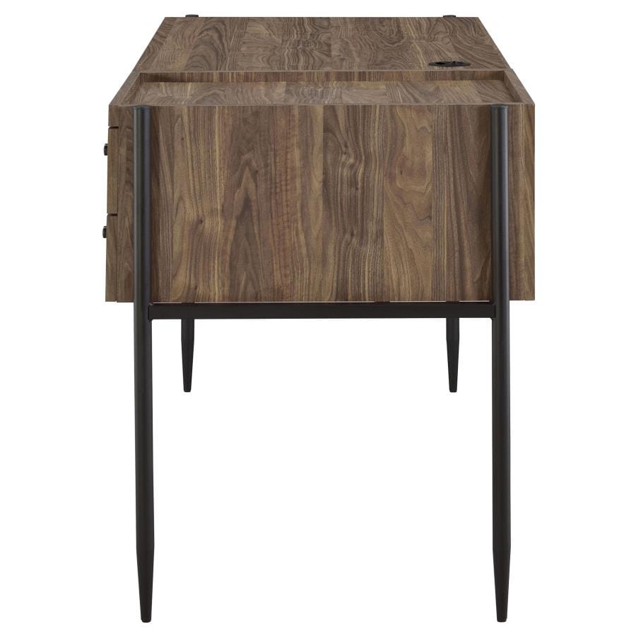 Laxton 2-drawer Writing Desk with Outlet Aged Walnut