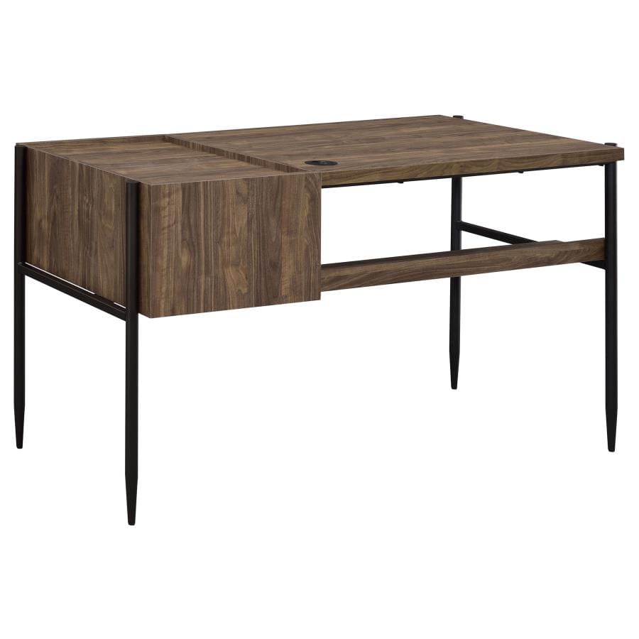 Laxton 2-drawer Writing Desk with Outlet Aged Walnut