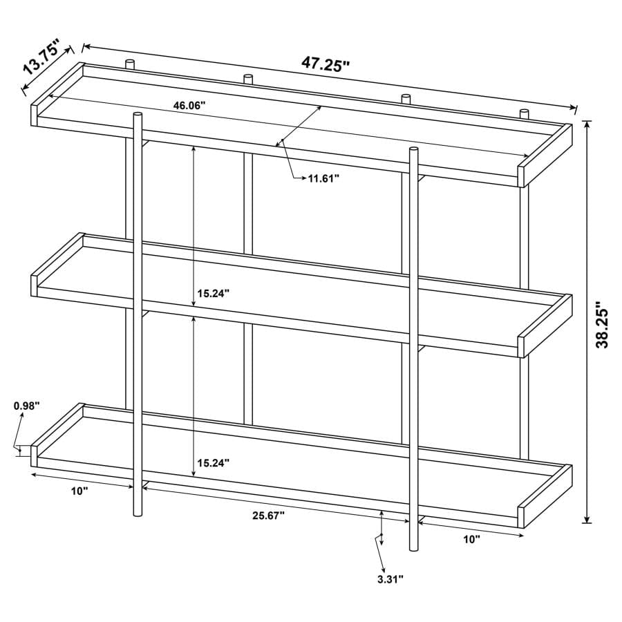 Laxton 3-shelf Bookcase Aged Walnut