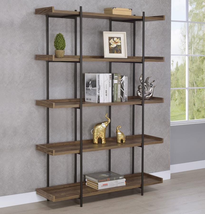 Laxton 5-shelf Bookcase Aged Walnut