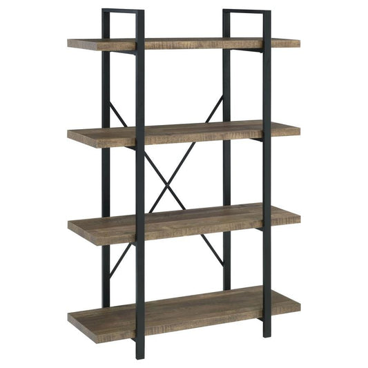 Tolar 4-tier Open Shelving Bookcase Rustic Oak and Black