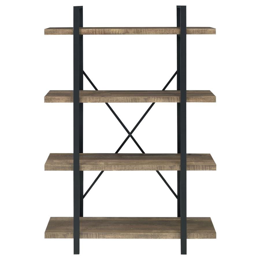 Tolar 4-tier Open Shelving Bookcase Rustic Oak and Black