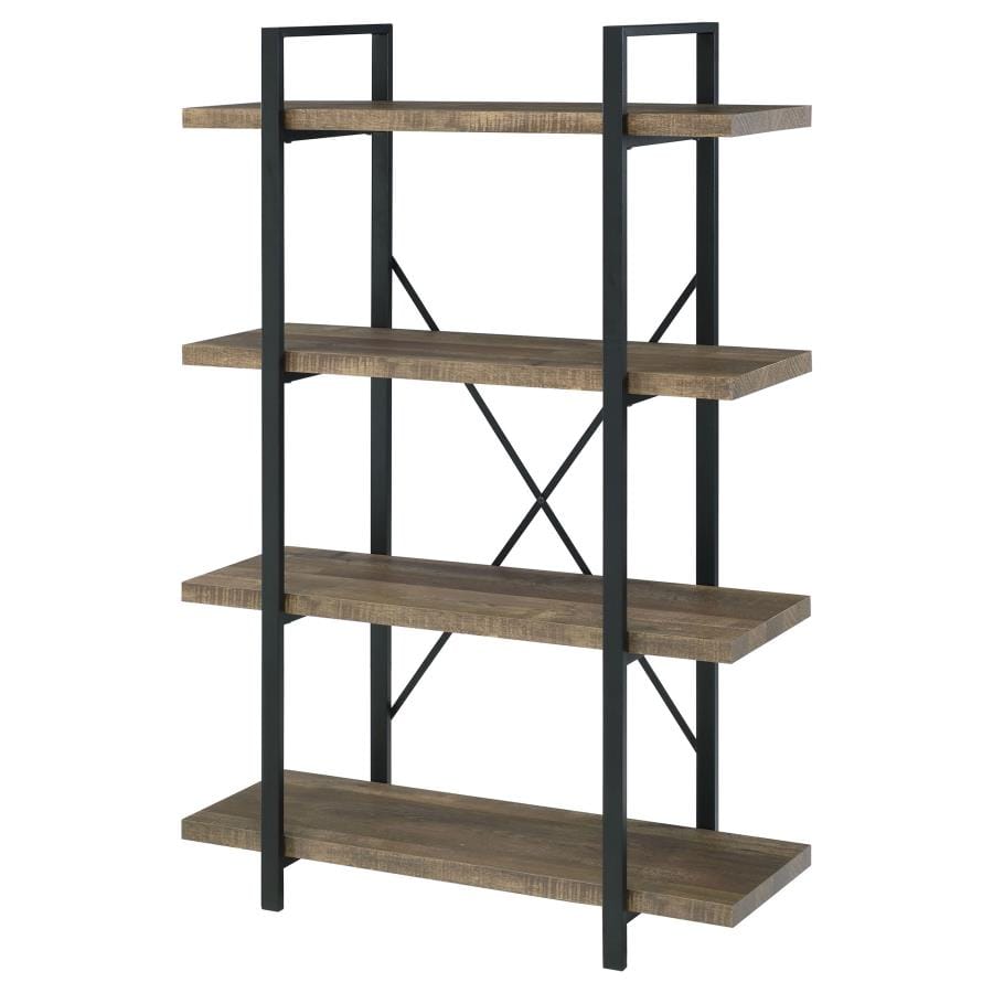 Tolar 4-tier Open Shelving Bookcase Rustic Oak and Black